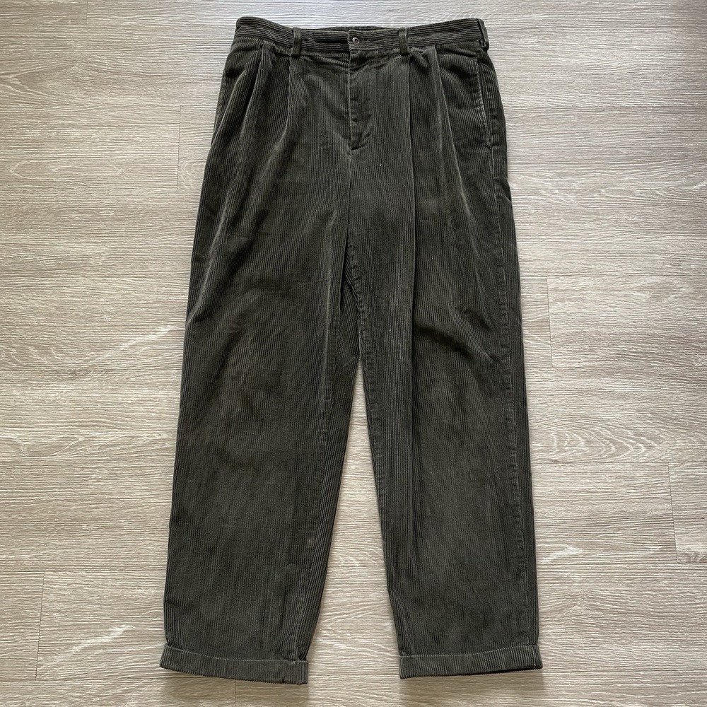 Brooks Brothers Cotton Wide-Wale Pleated Corduroy Pants Men's 34x30 Brown Preppy